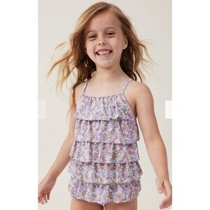 Cotton On Kids Pepper Ruffle One Piece Swimsuit Size 8 Claire Ditsy NWT